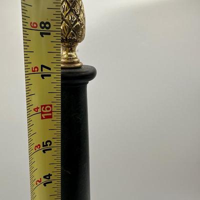 Decorative Black Column Accent with Gold Elephant Base & Pineapple Finial