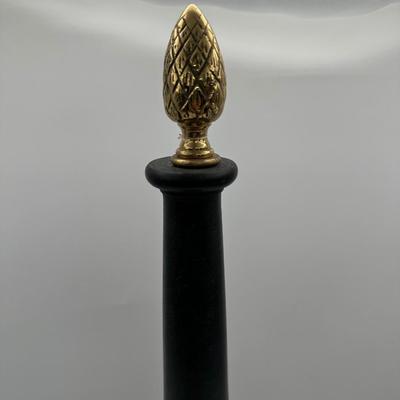 Decorative Black Column Accent with Gold Elephant Base & Pineapple Finial