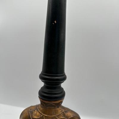 Decorative Black Column Accent with Gold Elephant Base & Pineapple Finial