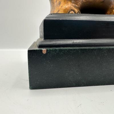 Decorative Black Column Accent with Gold Elephant Base & Pineapple Finial