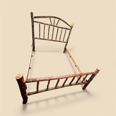 Queen Rustic Cabin Wooden Log / Twig Bed Frame with Headboard and Footboard (BR2)