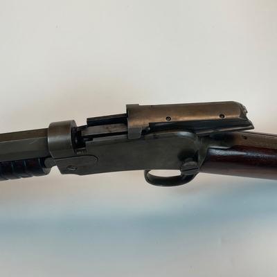 Sale Photo Thumbnail #70: Winchester’s legendary John & Matthew Browning–designed slide-action .22 rifle, prized by collectors and vintage-shooting enthusiasts alike. This late-production Model 1890 (often called the “Gallery Gun”) represents the final evolution of Winches