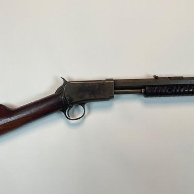 Sale Photo Thumbnail #55: Winchester’s legendary John & Matthew Browning–designed slide-action .22 rifle, prized by collectors and vintage-shooting enthusiasts alike. This late-production Model 1890 (often called the “Gallery Gun”) represents the final evolution of Winches