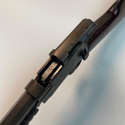 Sale Photo Thumbnail #72: Winchester’s legendary John & Matthew Browning–designed slide-action .22 rifle, prized by collectors and vintage-shooting enthusiasts alike. This late-production Model 1890 (often called the “Gallery Gun”) represents the final evolution of Winches