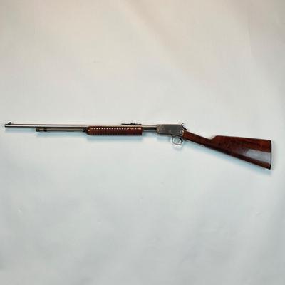 Sale Photo Thumbnail #101: Offered is a Rossi Model 62 SA Stainless Steel Pump-Action Rifle chambered in .22 Long Rifle, serial G240165 — a modern Brazilian reproduction of the legendary Winchester Model 62 “gallery gun.” This stainless Rossi captures the timeless design, smo