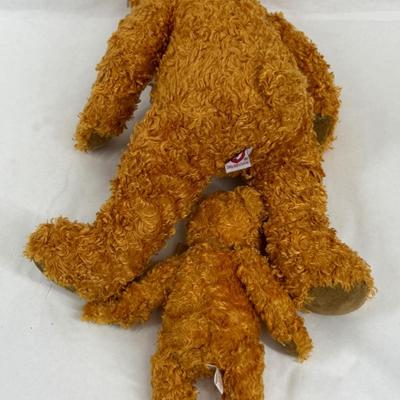 Sale Photo Thumbnail #101: Ty Classics Teddybearsary the Brown Bear, which was produced in 2002 to celebrate the 100th anniversary of the teddy bear.  It wears a gold mesh ribbon and a gold medallion around its neck. The medallion has a picture of a teddy bear with the dates 1902-2