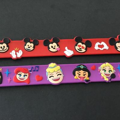 Disney emoji slap bracelet, Mickey Mouse red Disney purple Princess slap bracelets