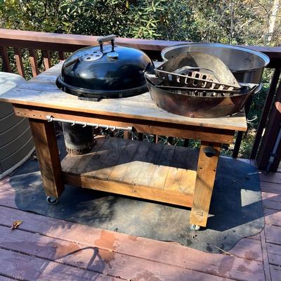Weber Grill W/ Customized Hand Built Rolling Cart (BD-RG)
