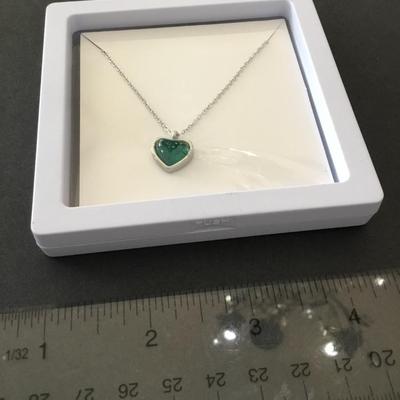 Beautiful, very nice, silver toned, jade heart pendant, necklace, help calm down hill, serenity, and purity necklace