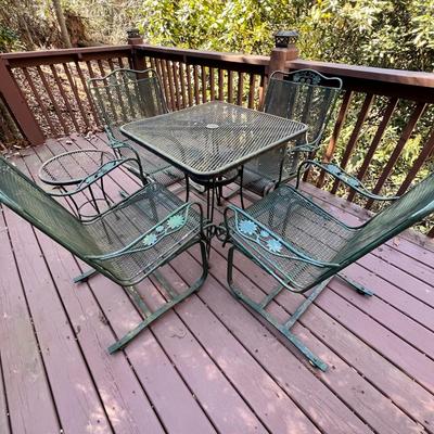Wrought Iron Patio Table, Chairs & Side Table (BD-RG)