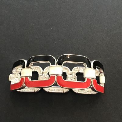Very nice red white and black enamel fashion stretchy bracelet