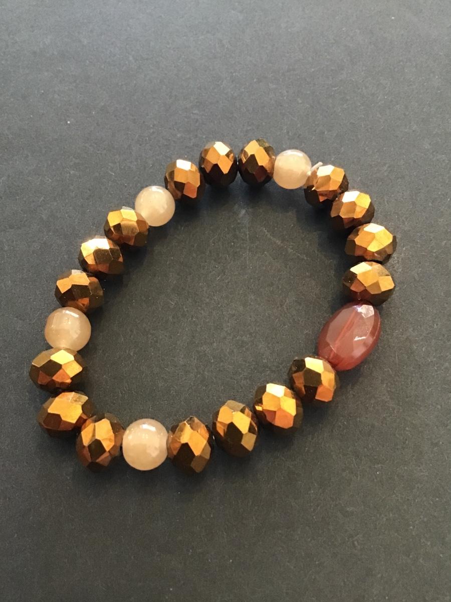 Gold tone glass Beaded Stretchy bracelet