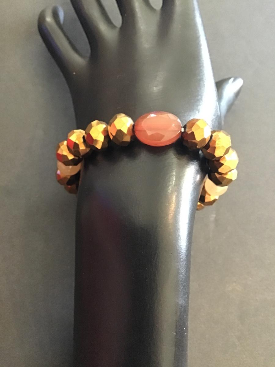 Gold tone glass Beaded Stretchy bracelet