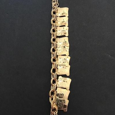 Gold tone Ten Commandments bracelet