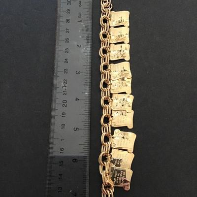 Gold tone Ten Commandments bracelet