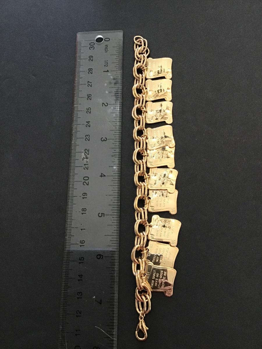 Gold tone Ten Commandments bracelet