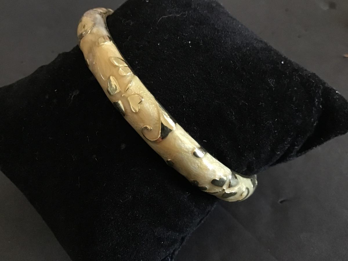 Enamel Hinged Marked Bracelet