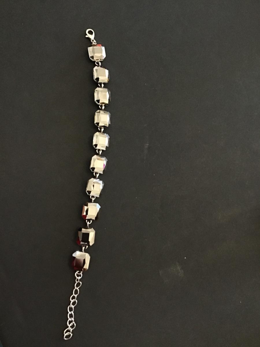 Mirror glass rhinestone bracelet