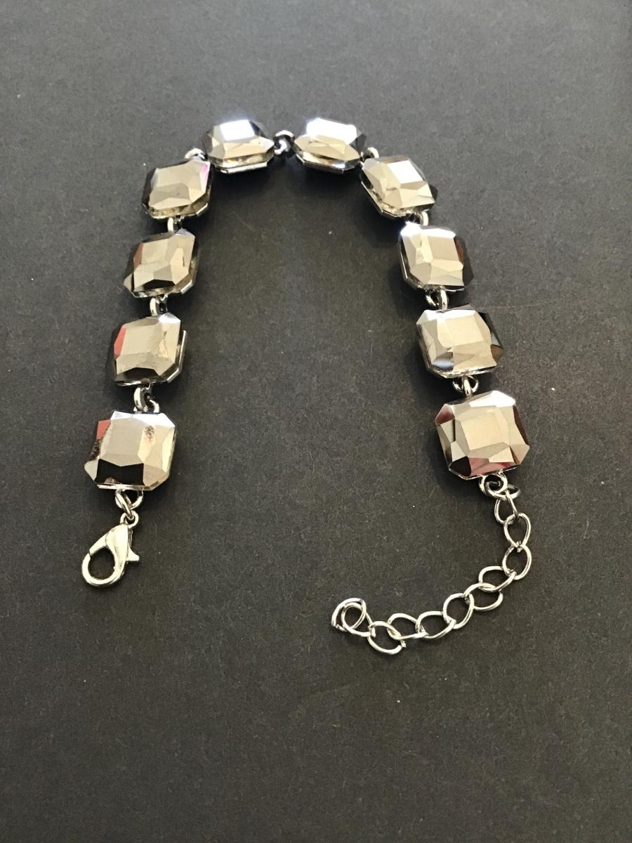 Mirror glass rhinestone bracelet