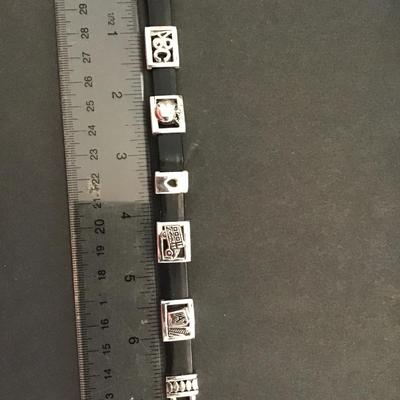 Leather teachers charm bracelet