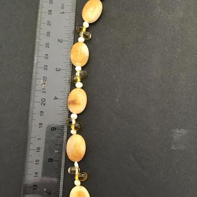 Vintage, polished stone and glass bead drops bracelet