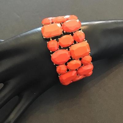 Orange fashion, statement, stretchy bracelet