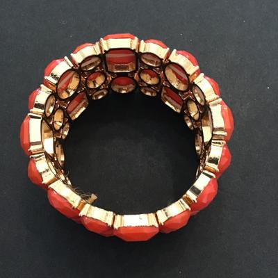Orange fashion, statement, stretchy bracelet