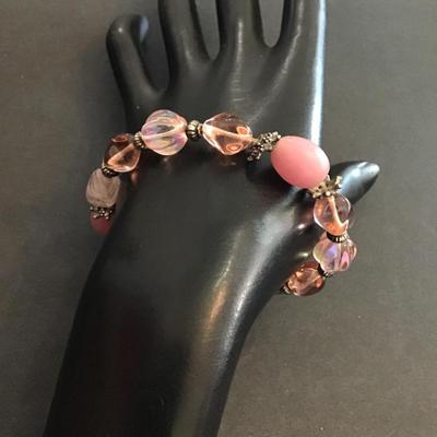Very nice polish glass beaded stretchy bracelet
