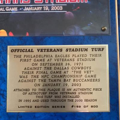 ? Official Veterans Stadium Turf Plaque – Eagles Final Game 2003 – Limited Edition #159/800