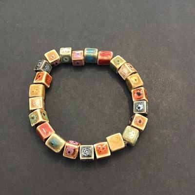 Ceramic Cube beaded stretchy bracelet