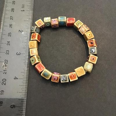 Ceramic Cube beaded stretchy bracelet