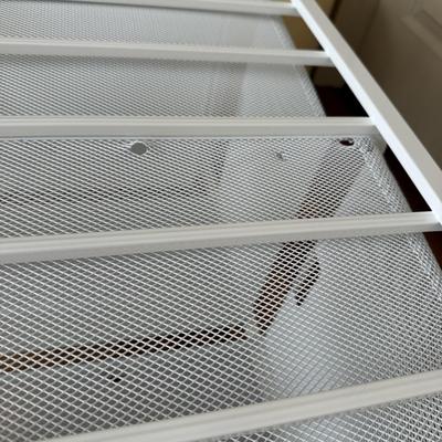 Two White Elfa Mesh Closet Organizers