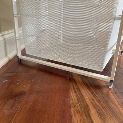 Two White Elfa Mesh Closet Organizers