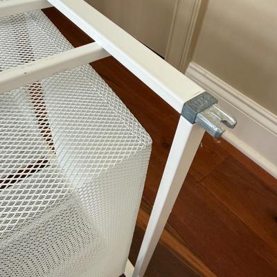 Two White Elfa Mesh Closet Organizers