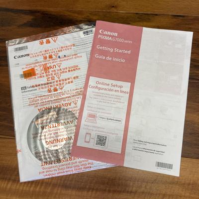 Canon Pixma G7020 Printer w/ Ink Refills and Safeco Rolling Printer Cart