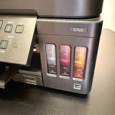 Canon Pixma G7020 Printer w/ Ink Refills and Safeco Rolling Printer Cart
