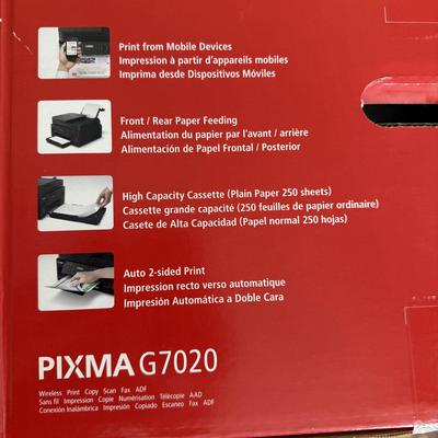 Canon Pixma G7020 Printer w/ Ink Refills and Safeco Rolling Printer Cart