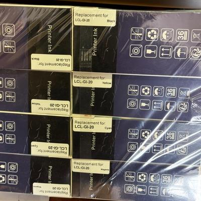 Canon Pixma G7020 Printer w/ Ink Refills and Safeco Rolling Printer Cart