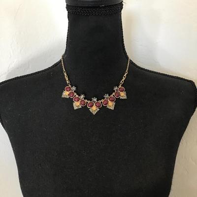Beautiful necklace for fall gold toned, the limited rhinestone statement necklace