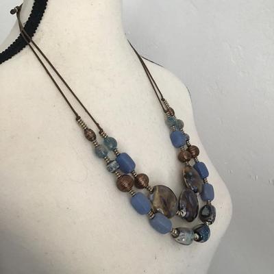 Beautiful, vintage, ceramic and polished earth stone necklace