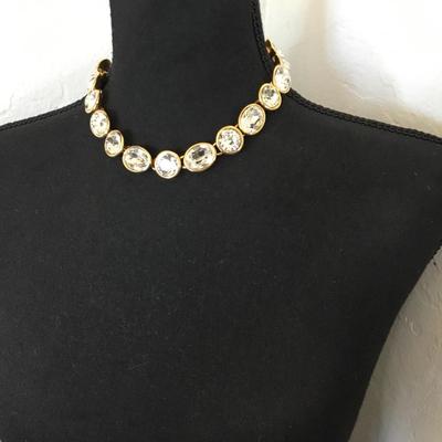 Vintage, runaway, headlight crystal Napier statement collar necklace