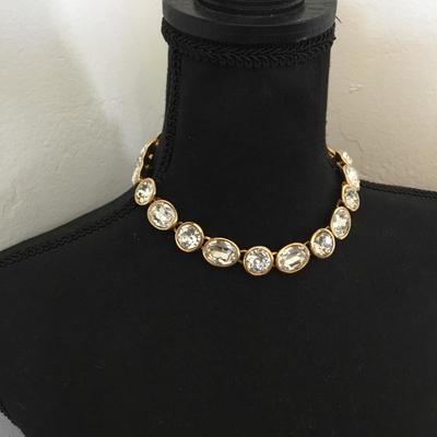Vintage, runaway, headlight crystal Napier statement collar necklace