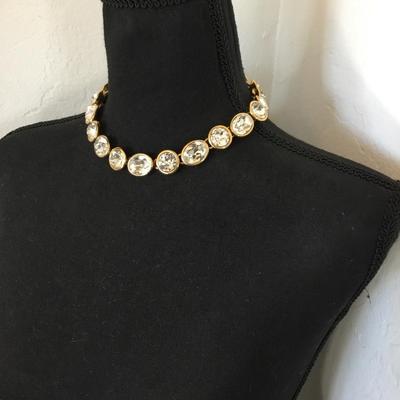 Vintage, runaway, headlight crystal Napier statement collar necklace