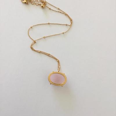 Beautiful, gold tone, rose, quartz, crystal, crystal, rhinestone, initial, K dainty necklace. Very nice quality.