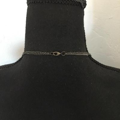 Super cute, vintage, silver tone, faux glass, rhinestone heart, locket statement, necklace layered tassel necklace