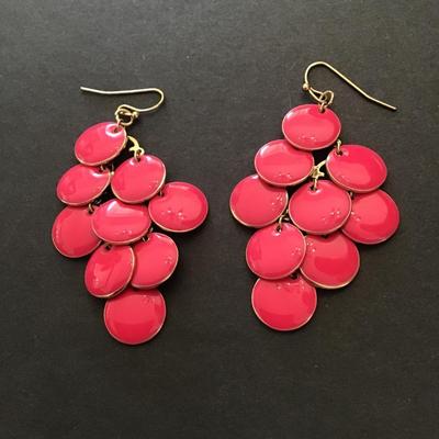 Hot pink enamel duo drop earrings
