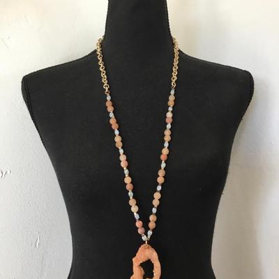 Beautiful natural gemstone necklace and sliced gemstone pendant large