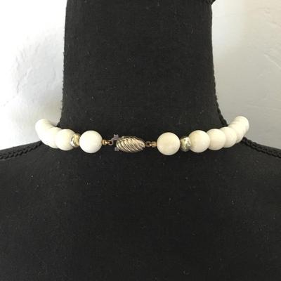 Beautiful, vintage, white beaded statement necklace