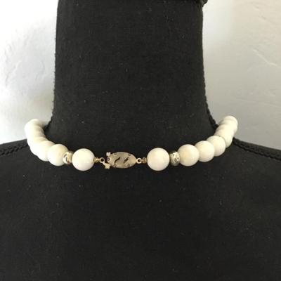 Beautiful, vintage, white beaded statement necklace