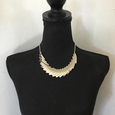 Beautiful, silver, toned, NY statement necklace